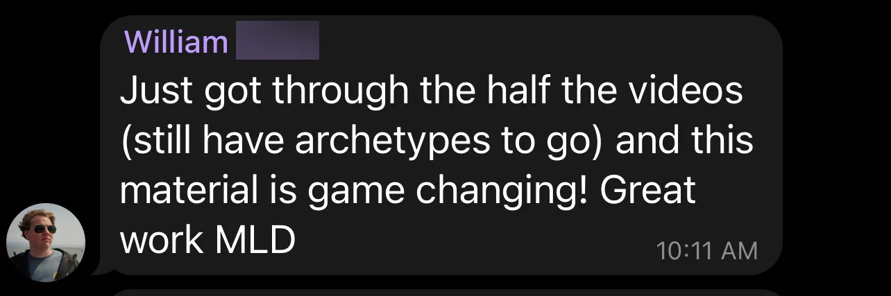 Telegram message from William S.: halfway through the Dark Pass videos, he calls the material game changing.